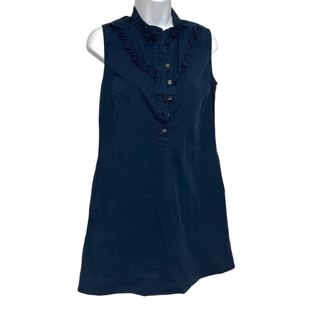 Tommy Hilfiger Navy Sleeveless Ruffle Dress 100% Cotton Size 4 Americana